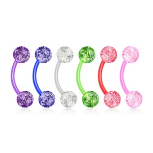 6pc NO METAL Ultra Glitter 16g Eyebrow Rings Bioflex Wholesale Lot - Picture 1 of 1