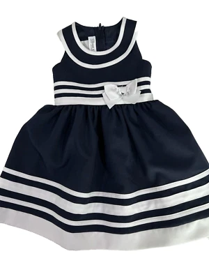 Vestido Bonnie Jean 2T Náutico Azul Marino Blanco Pascua Cumpleaños Graduación Fiesta "LEER" Foto 1 de 4