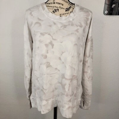 ATHLETA Sweatshirt Woman Medium Coaster Luxe Floral Printed Side Slit Thumbholes - Image 1 of 4