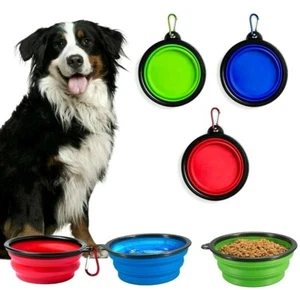 Collapsible Pet Bowl Raised Dog Cat Travel Food Feeding Non Slip Portable Dish - Picture 1 of 13