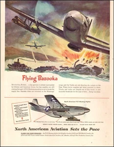 1945 WW2 Ad NORTH AMERICAN Aviation FLYING BAZOOKA P-51D Mustang Rockets 022825 - Picture 1 of 1