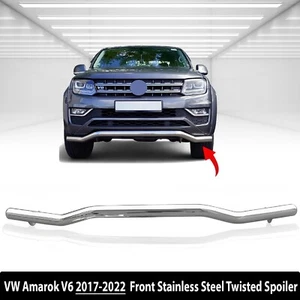 FOR VW AMAROK V6 2017-22 STX STAINLESS STEEL 70MM FRONT TWISTED SPOILER CITY BAR - Picture 1 of 8