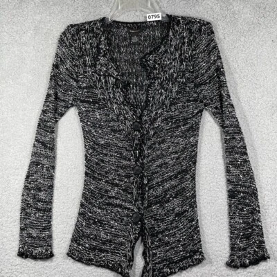 BCBG MAXAZRIA Suéter Mujer Cárdigan Pequeño Negro Brezo 3 Botones Asimétrico Foto 1 de 4