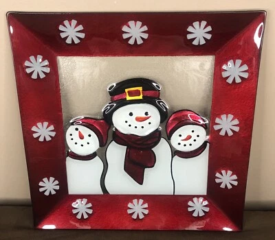 ST NICHOLAS SQUARE Yuletide Snowman Plate Square Holiday Plate 11" x 11" - Image 1 of 4