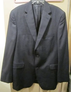 SZ 44L JACK VICTOR BLACK BLUE PINSTRIPE WOOL SUIT JACKET BLAZER SPORT COAT, EUC - Picture 1 of 7