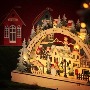 Weihnachtsdorf Schwibbogen in Natur-Weiß.Integrierte LED-Beleuchtung mit LED Neu - Bild 1 von 4