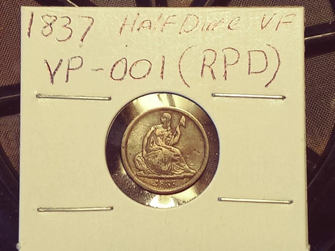 1837 Half Dime Rpd VP-001 VF Condition Cover