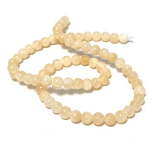 Gelbe Honig Jade Perlen schlicht rund 6 mm Strang 55+ - Bild 1 von 1