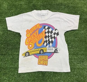 Vintage Single Stitch Super Chevy Sunday Tshirt YOUTH SMALL 70s - Picture 1 of 11