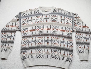 Maglione vintage uomo grande azteco St. Johns Bay nonno pullover maglia tribale anni 90 - Foto 1 di 10