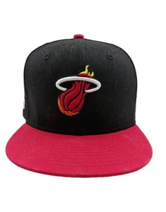 Miami Heat NBA New Era 59FIFTY Fitted Hat Cap Black Red Adjustable - Picture 1 of 8