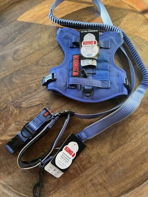 Blue - Small KONG Dog Harness Bungee Leash Collar SET New - Image 1 of 4