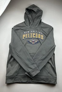 New Orleans Pelicans NBA Brand TX3 Warm Hoodie Sweatshirt Size Large Gray Logo - Picture 1 of 11