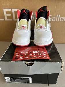 Air Jordan 5 Retro White/Fire Red-Black Size 12 (2006). Shoes are Dead Stock - Picture 1 of 9