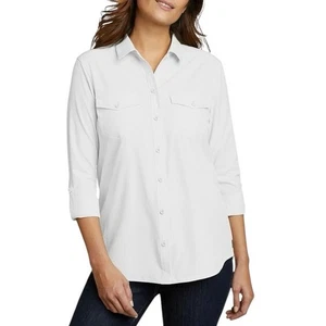 EDDIE BAUER NWOT Women's Classic Fit Button Down Departure Shirt White XL - Picture 1 of 5