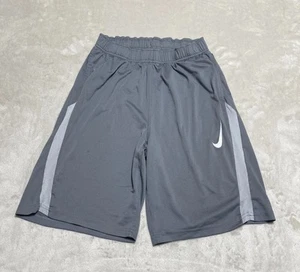 Nike Training Shorts Boys XL Gray Dri-Fit Pull On Elastic Waist Embroidered Logo - Picture 1 of 13