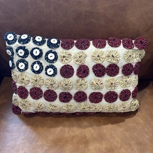 Vintage Patriotic American Flag Yo Yo Pillow - Picture 1 of 5