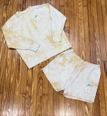 Nike Sportswear French Terry Daisy Sweatsuit Men’s XL / XXL Crewneck Shorts Set - Image 1 of 4