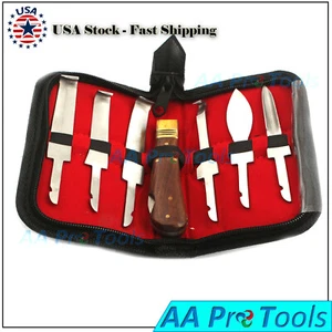 Professional Farrier HOOF KNIVES Set VETERINARY Equine Horse W/Leather Pouch kit - Picture 1 of 2