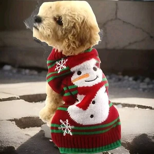 Dog Snow Sweaters Snowman Sweaters Xmas Dog XXSmall (Pack of 1) 6-Red Snowflake - Picture 1 of 3