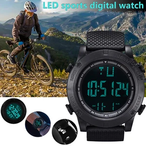 Men's Military Digital Watch LED Screen Sports Large Face Waterproof Wristwatch - Picture 1 of 15