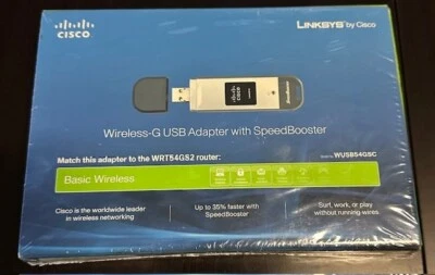 New & Sealed! Linksys Compact Wireless - G USB WiFi Adapter: Model WUSB54GC - Image 1 of 2