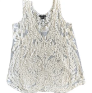 Camiseta sin mangas Aqua para mujer marfil bordada transparente talla pequeña - Imagen 1 de 2