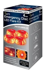 4 Pack Road Emergency LED Flare Safety Lights - Hook & Magnet - 9 Flashing Modes - Picture 1 of 4