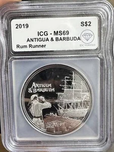 2019 Silver Antigua & Barbuda Rum Runner ICG MS69 IDC Verified - Picture 1 of 2