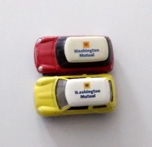 TWO 2001 MINI COOPER Washington Mutual Bank Rare 1/64 Diecast Cars MAISTO China - Picture 1 of 5