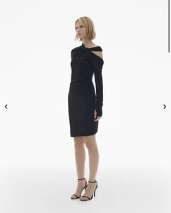 New Helmut Lang black jersey twist dress, Size XL - Picture 1 of 8