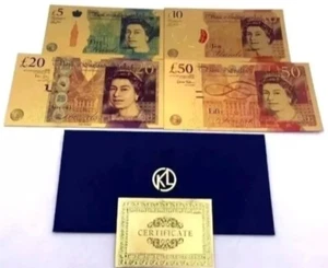 9ct Gold Foil Full Set Of British Bank Notes - Picture 1 of 3