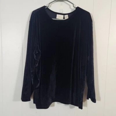 Terciopelo rosa negro vintage Elisabeth Claiborne manga larga talla 2x terciopelo  Foto 1 de 4