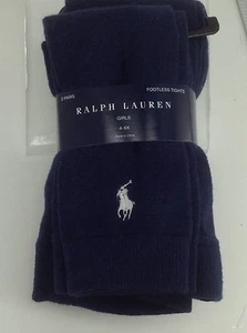 Girls RALPH LAUREN Blue COTTON Footless Tights - 2 Pack - XS - $48 MSRP - Picture 1 of 5
