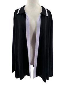 Cárdigan suéter tejido negro púrpura talla 2X exclusivo Misook Plus para mujer - Imagen 1 de 4