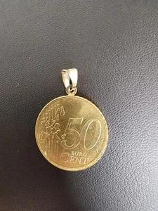 Vintage Milor 14k Gold Bail Coin Pendant Euro 50 Cent 1999 - Picture 1 of 6