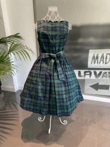 Vestido Lindy Bop Audrey Marino y Verde Tartán Estilo Vintage - Imagen 1 de 21