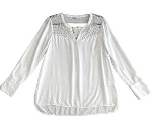 Camicetta bianca DR2 pizzo uncinetto manica lunga TG M ufficio sirena pullover top nuova con etichetta - Foto 1 di 9
