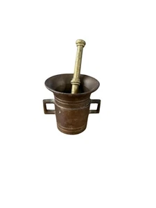 Antiker Mörser & Stößel 3" hoch schwer massiv Messing Apotheker Apotheker Schale - Bild 1 von 3