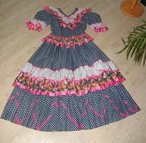 Flamenco Partykleid Spanierin Fasching / Karneval Rüschenkleid Tanzkleid Dots - Bild 1 von 5