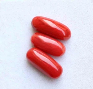 13.00 Carat Natural Italian Red Coral 6.5*10 MM Oval Cabochon Loose Gemstone - Picture 1 of 2