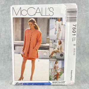 McCalls 7501 Jacket Tunic Top Pants and Skirt Misses Size 8 12 Sewing Pattern - Picture 1 of 5