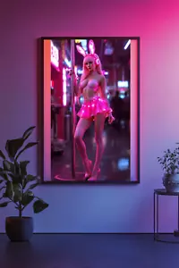 Sexy Cyberpunk Bunny Girl Pink Dancer, PVC Latex and Heels A3 Poster Print Kink - Picture 1 of 2