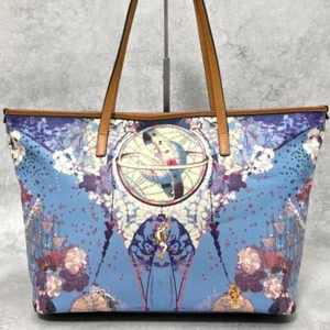 Etro Tote Bag Globe All-over Pattern Rare Used Excellent+ From Japan Authentic - Picture 1 of 10