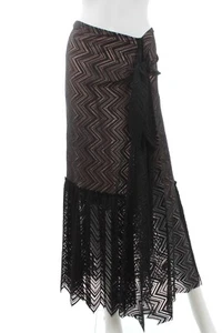 Falda midi de encaje Chevron Roland Mouret 'Cagney' / Negra - Imagen 1 de 5
