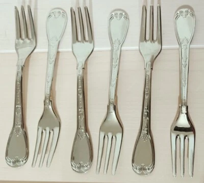 Servizi 6 Forchette Da Dolce Con Di Dicitura 00 Con Bagno Argento Nuove Vintage  - Immagine 1 di 4