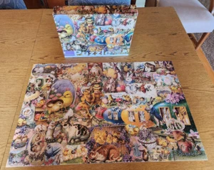 Wippe Osterwünsche 1000 Puzzle Vintage Stil Collage Küken Hasen Blumen - Bild 1 von 9