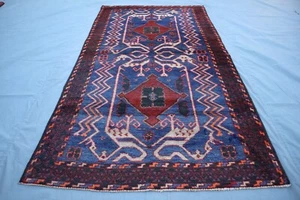 4x7 Majestic Tribal Rug – Bold Blue & Red Nomadic Design. - Picture 1 of 8