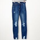 Madewell Distressed 9? High Rise Skinny Jeans Raw Hem Womens 25