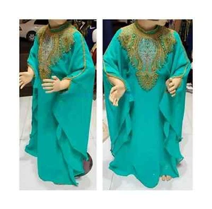 New Kaftan Kids Ramzan Eid Long Georgette Moroccan Stylish Wedding Hand Work - Picture 1 of 9
